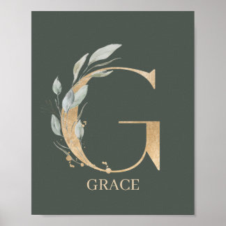 Poster Personalizado Floral do G Monograma