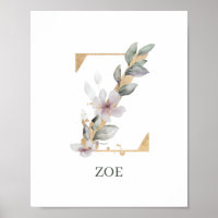 Poster Personalizado Floral Z Monograma