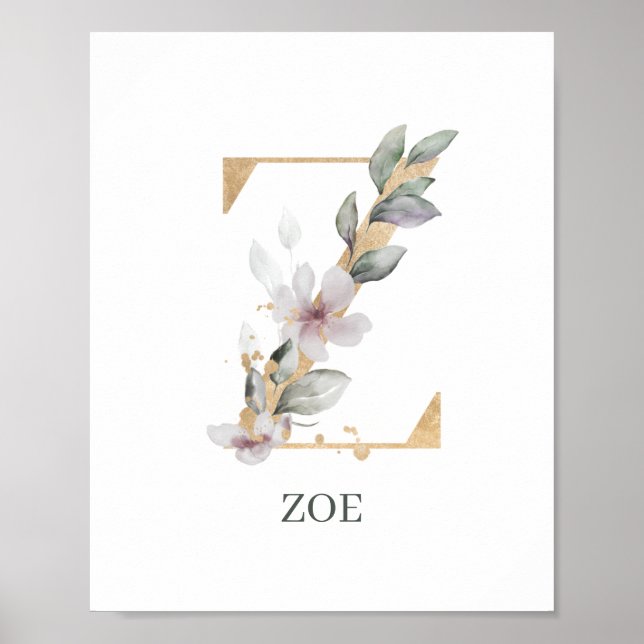 Poster Personalizado Floral Z Monograma (Frente)