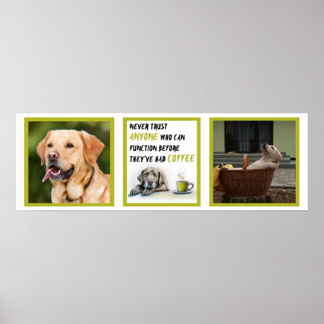 Poster personalizado Labrador, viciado em café (Frente)