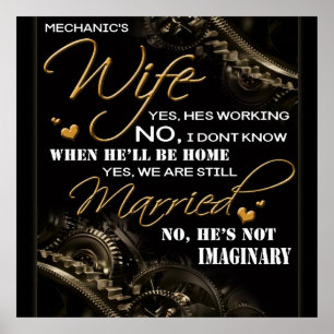 Poster Personalizado para a esposa do meu mecânico, Casad