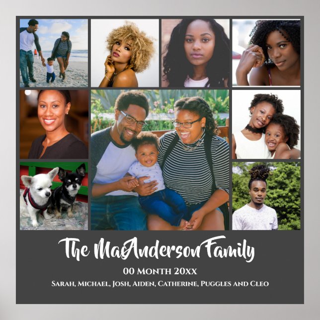 Poster personalizado para fazer 9 fotos | cinza escura do (Frente)