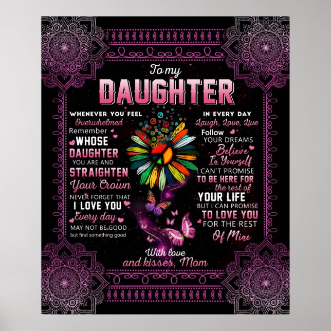 Poster Personalizado Para Meu Amor Filha Da Mãe Butterfl (Frente)