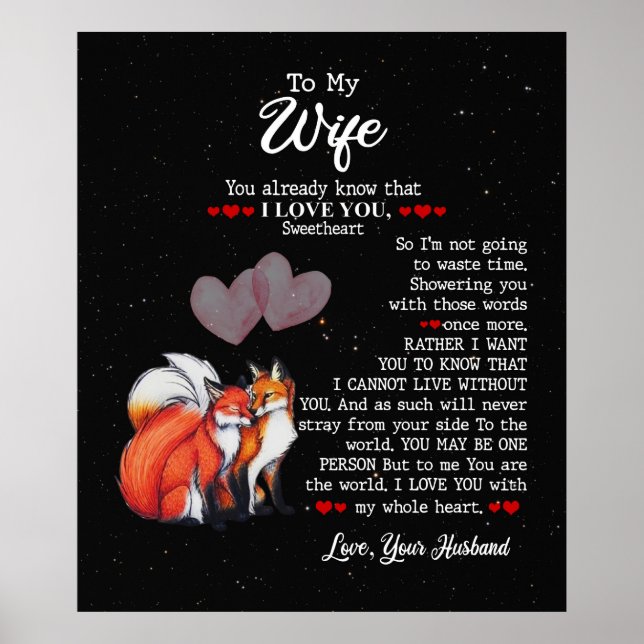 Poster Personalizado Para Minha Esposa Em Aberto (Frente)