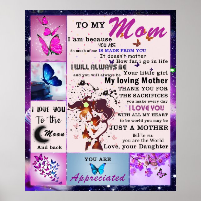 Poster Personalizado Para Minha Mãe Da Filha (Frente)