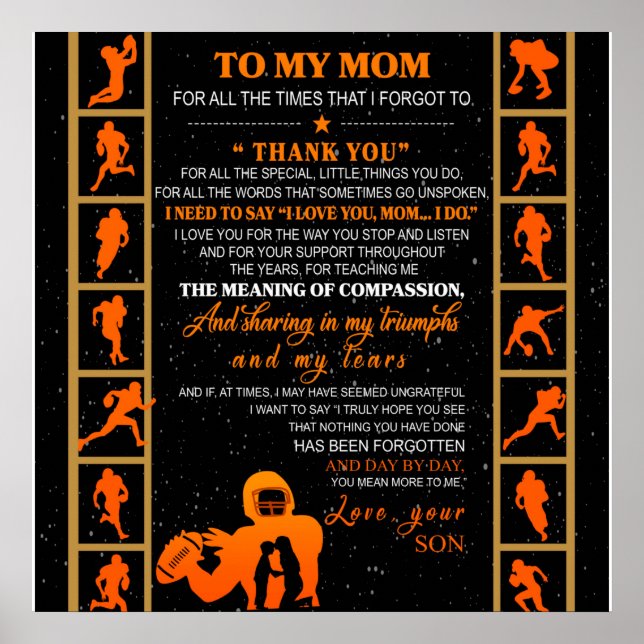 Poster Personalizado Para Minha Mãe Da Sua Jogada De Base (Frente)