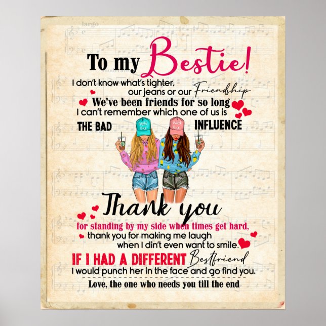Poster Personalizado para minha melhor amiga, presente de (Frente)