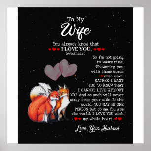 Poster Personalizado Para Minha Mulher Casal Fox, Eu Te A