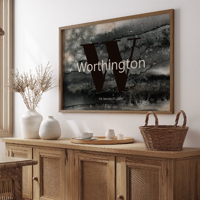 Poster Personalizado Rústico Sobrenome Casa de Campo Aqua (Criador carregado)