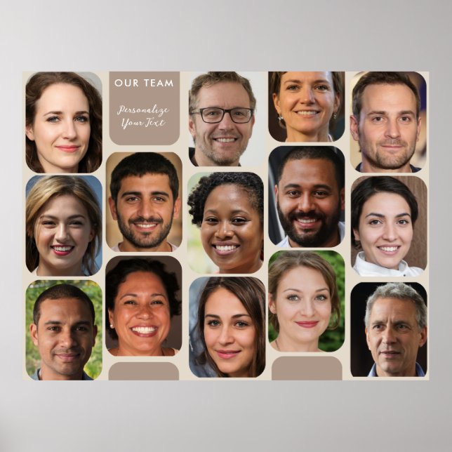 Poster Personalizar 14 Fotos Clássicas Taupe Moderno Noss (Frente)