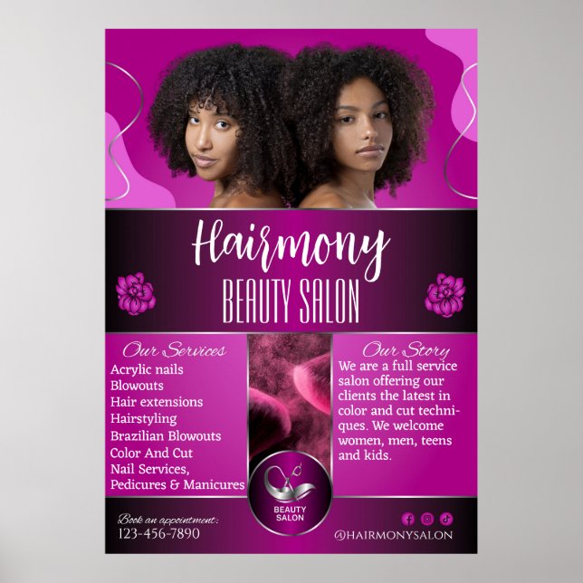 Poster Personalizar a Frente da Sala de Beleza Afro-Ameri (Frente)
