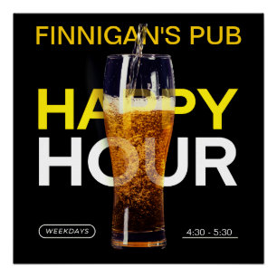 Póster Personalizar Bar Pub Casa Pública Hora Feliz Cerve