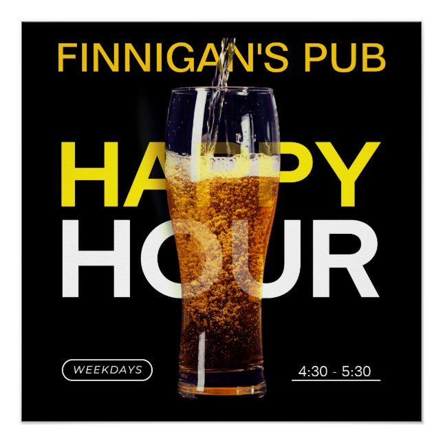 Póster Personalizar Bar Pub Casa Pública Hora Feliz Cerve (Frente)