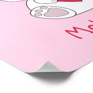 Póster Personalizar Boneco Branco Bonito Menina do Coraçã