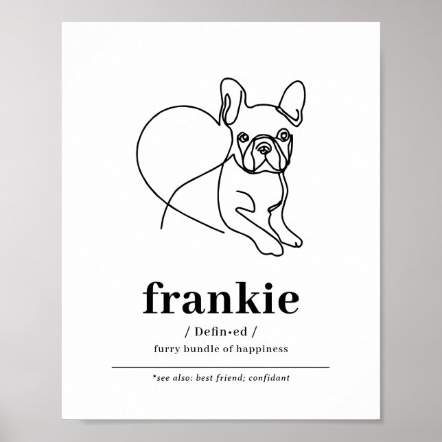 Poster Personalizar Cão Retrato Francês Bulldog Line Art  (Frente)