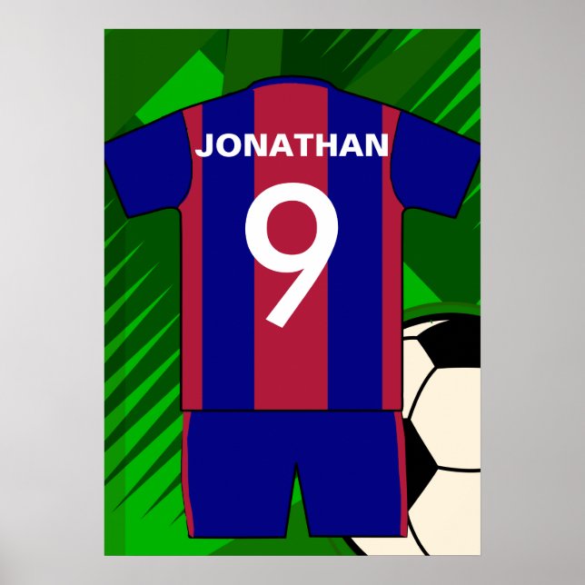 Póster Personalizar Claret e Blue Futebol Jersey (Frente)