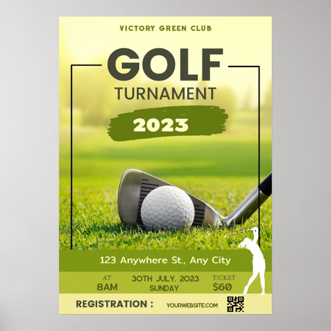 Poster Personalizar Convite para Torneio Golf (Frente)