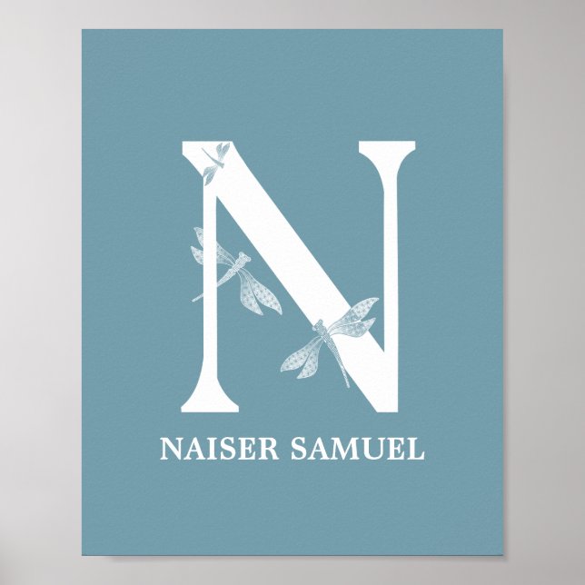 Poster Personalizar Cor Monograma - Letra N Dragonfly (Frente)