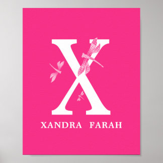 Poster Personalizar Cor Monograma - Letra X Dragonfly