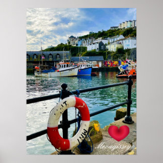 Poster Personalizar Coração Mevagissey Harbor Lifebuoy Co