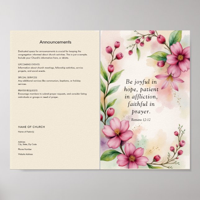 Poster Personalizar e Transferir Boletim da Igreja (Frente)