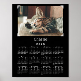Poster Personalizar Foto e Nome do Calendário 2025 Preto