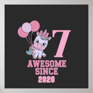 Poster Personalizar Garota de Aniversário do Unicórn Anti