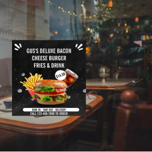 Poster Personalizar Hambúrguer Deluxe Fritas Bebida Resta