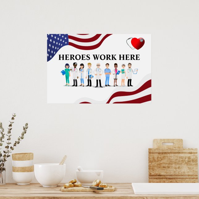 Poster Personalizar Ícone de Funcionários Heróis do Hospi (Cozinha)