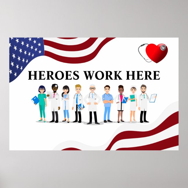 Poster Personalizar Ícone de Funcionários Heróis do Hospi (Frente)