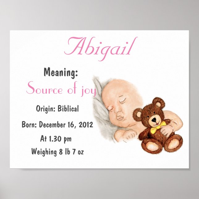 Póster Personalizar Nome Abigail significando manter (Frente)