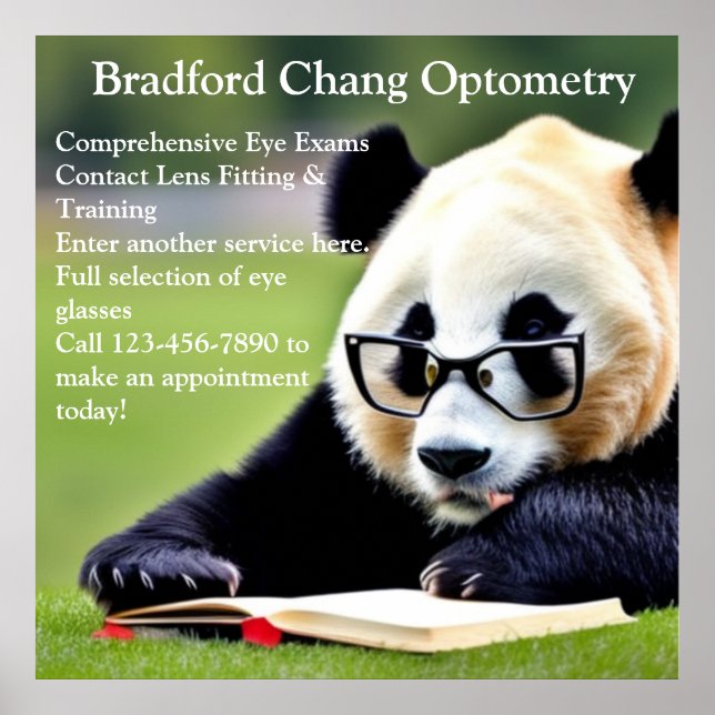 Poster Personalizar o Escritório de Optometria Chinesa de (Frente)