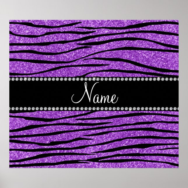 Póster Personalizar o nome pastel roxo zebra (Frente)