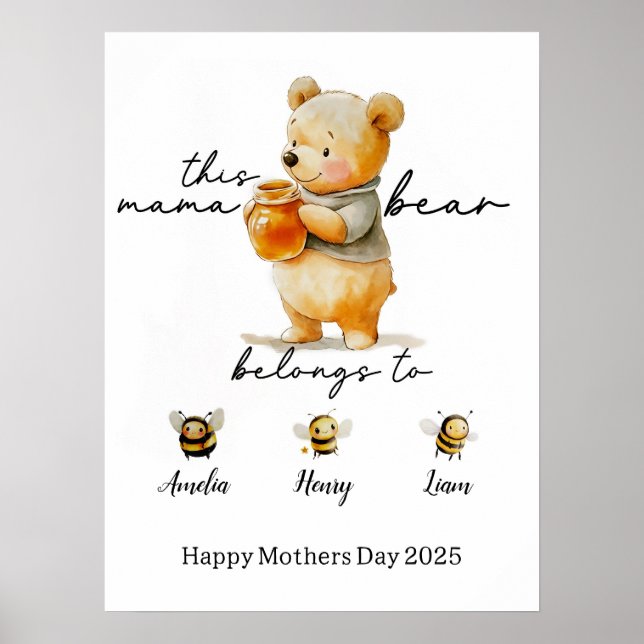 Poster Personalizar o Urso da Mamãe Enquadrado Poster, Ma (Frente)