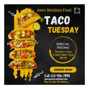 Póster Personalizar Promoção do Restaurante Mexicano Taco