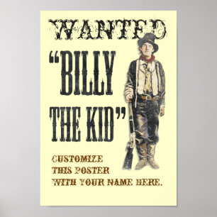 Póster Personalizável Billy the Kid