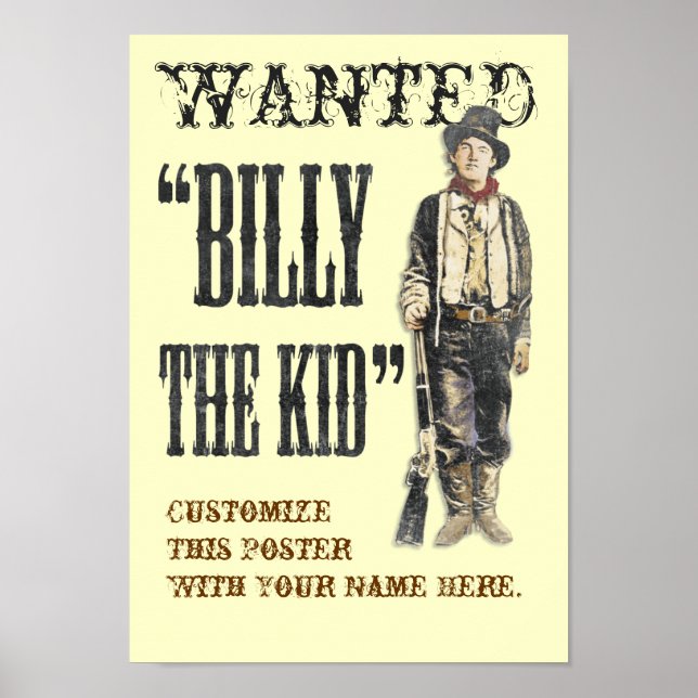 Póster Personalizável Billy the Kid (Frente)