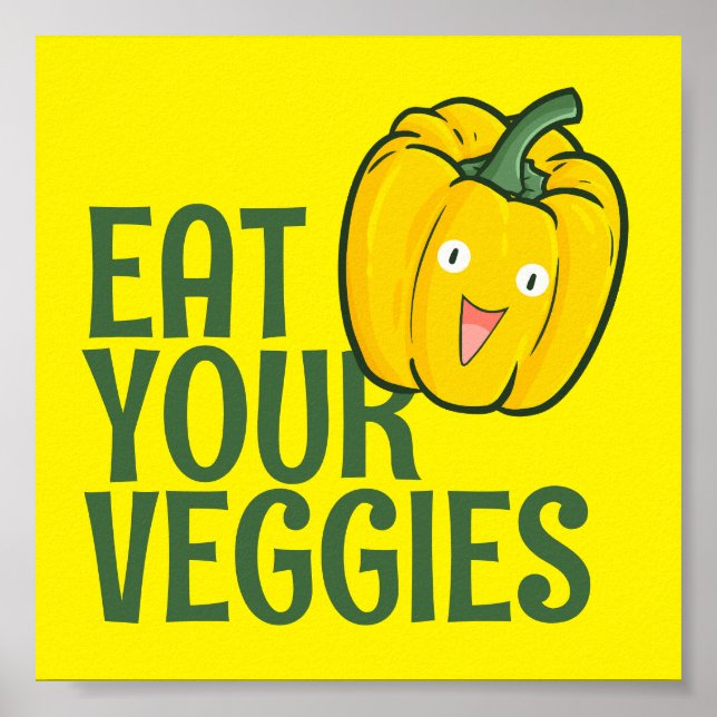 Poster Personalizável Come Suas Veggies - Bell Pepper Ver (Frente)