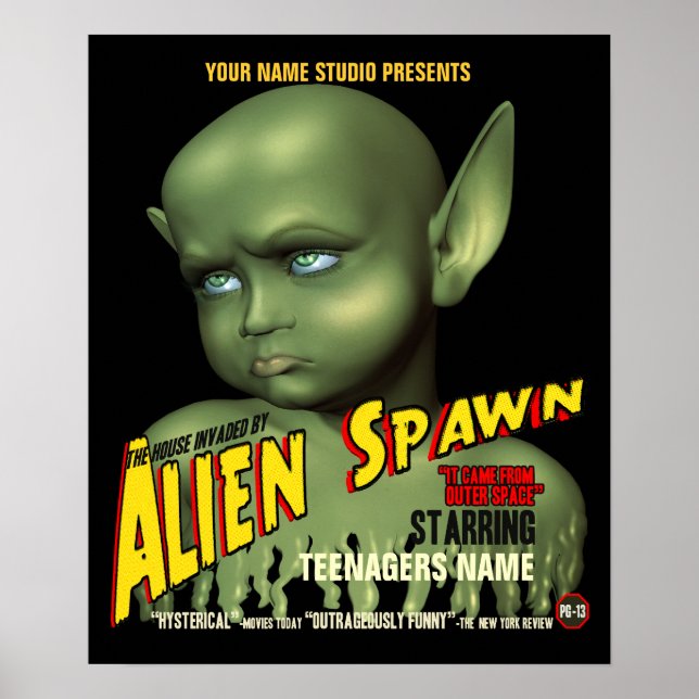 Poster personalizável de alienígena Spawn B-Movie (Frente)