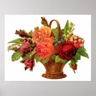 Poster personalizável de Rosa basket