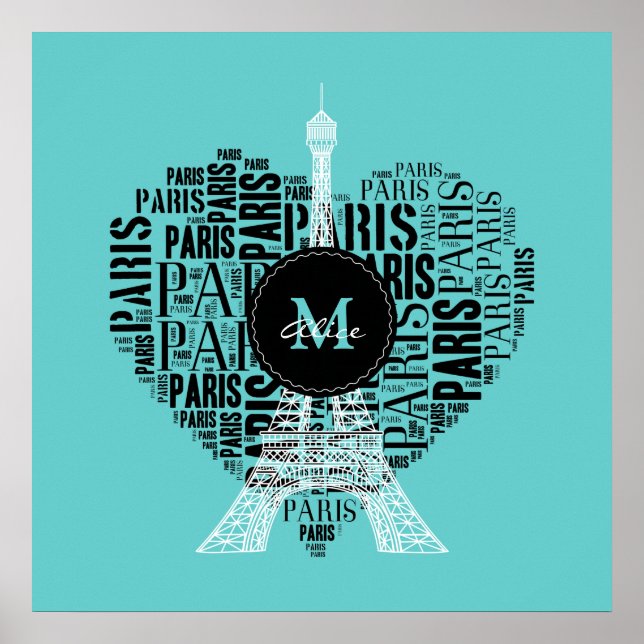 Póster Personalizável Love Paris | Torre Eiffel (Frente)