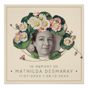 Póster Personalizável "Memorial Art Nouveau Daisies Rusti