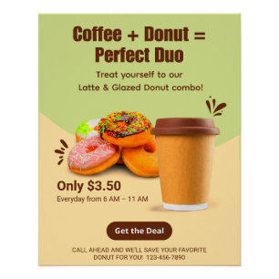 Póster Personalize Café e Donuts: O Duo Perfeito