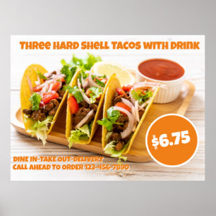 Poster Personalize Comida Mexicana Tacos de Casca Dura Be