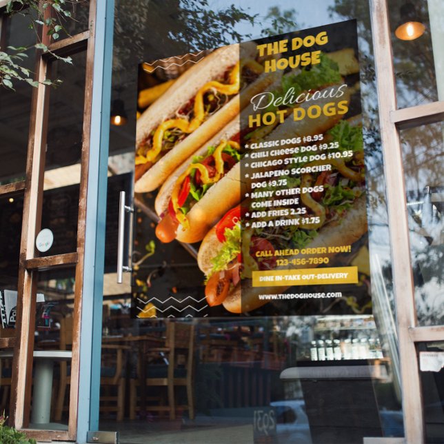 Poster Personalize Deliciosos Cachorros-Quentes Restauran (Criador carregado)