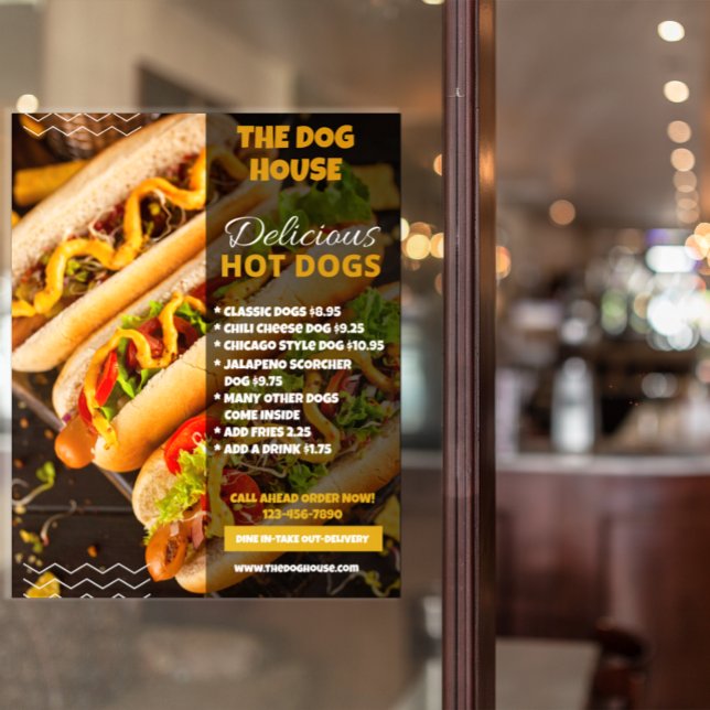 Poster Personalize o restaurante Delicioso Hotdog Frente  (Criador carregado)