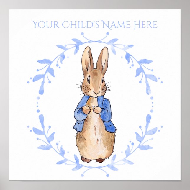 Poster Personalize Peter Rabbit com o Nome da Criança (Frente)