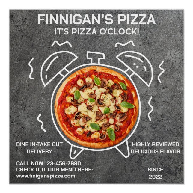 Póster Personalize Seu Cartaz de Restaurante de Pizza O C (Frente)