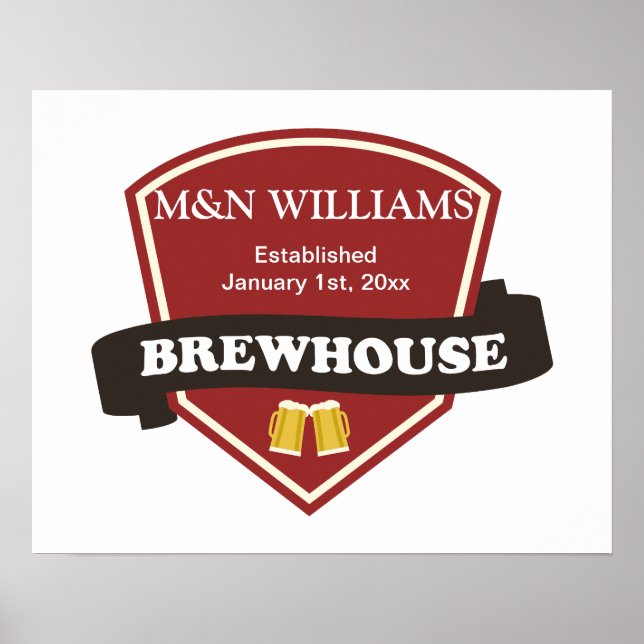 Poster Personalize seu nome logotipo do Brewhouse (Frente)