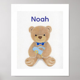 Poster Personalized Baby Boy Name Teddy Bear Nursery 